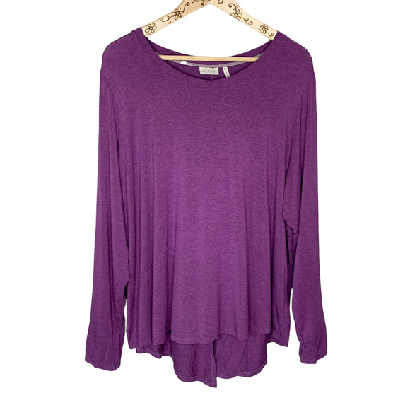 LOGO by Lori Goldstein Purple Split Back Knit Top Shirt Rayon EUC Size 2X A7-26 - Picture 1 of 9